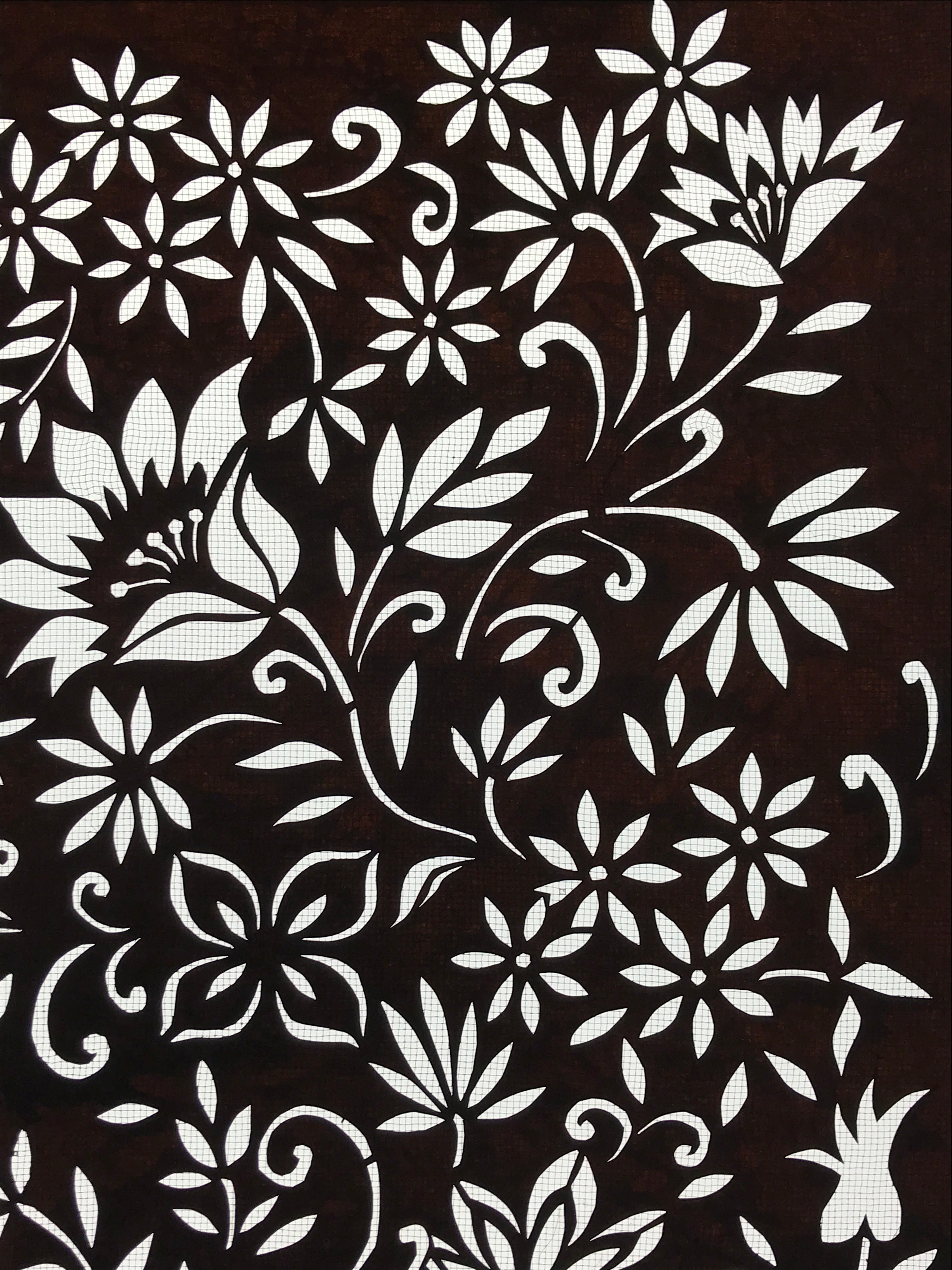 Antique Japanese Katagami Kimono Paper Stencil Katazome Small Flowers 4Y559