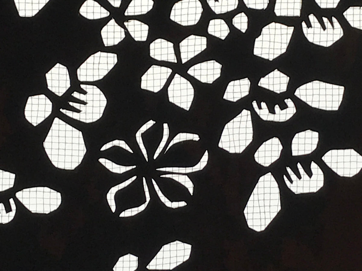 Antique Japanese Katagami Kimono Paper Stencil Katazome Small Flowers 4Y574