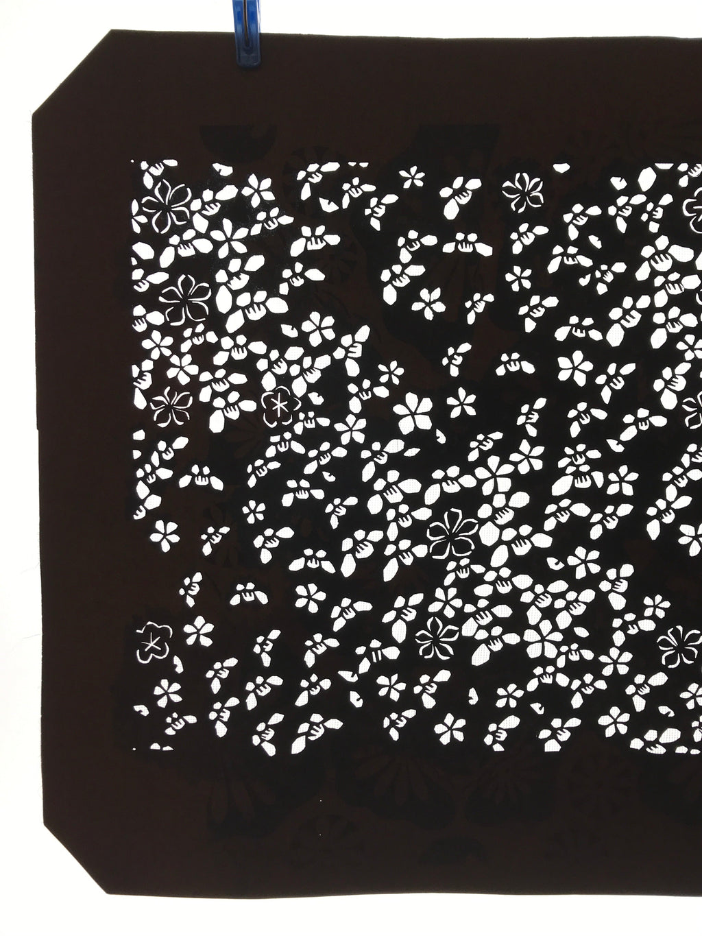 Antique Japanese Katagami Kimono Paper Stencil Katazome Small Flowers 4Y574