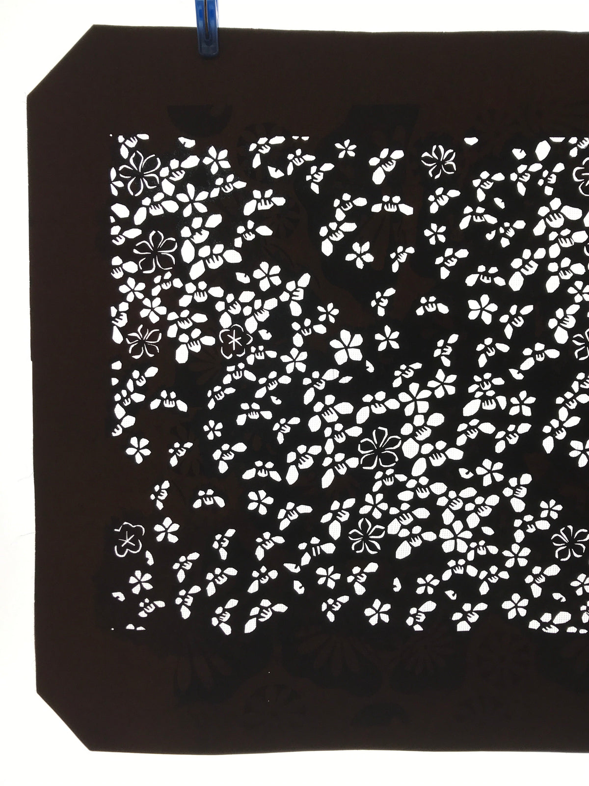 Antique Japanese Katagami Kimono Paper Stencil Katazome Small Flowers 4Y574