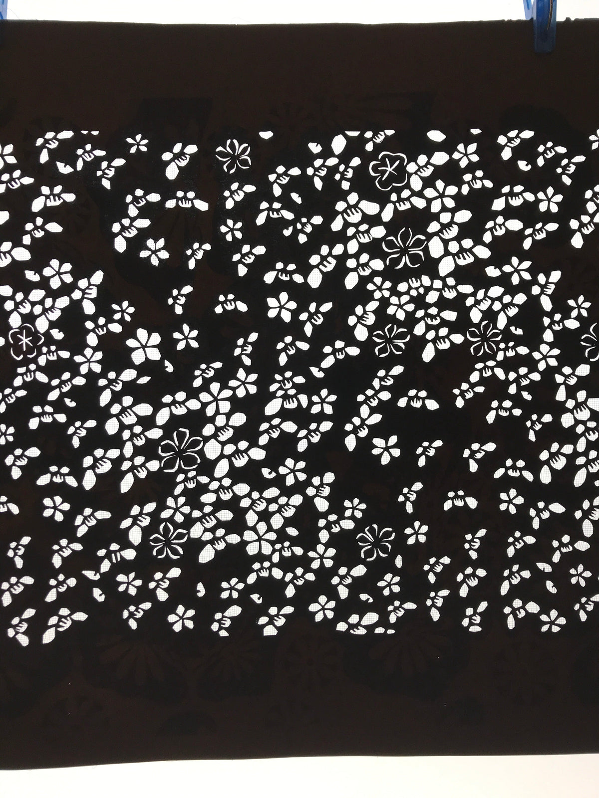 Antique Japanese Katagami Kimono Paper Stencil Katazome Small Flowers 4Y574
