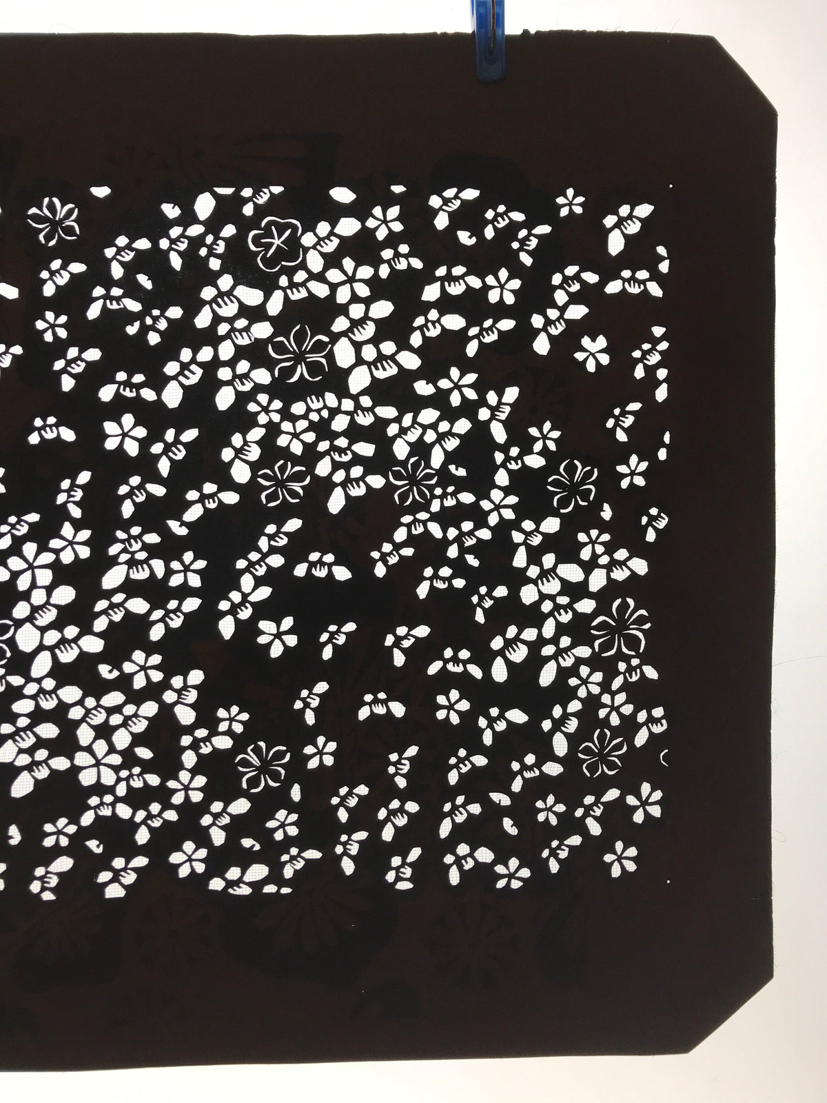 Antique Japanese Katagami Kimono Paper Stencil Katazome Small Flowers 4Y574