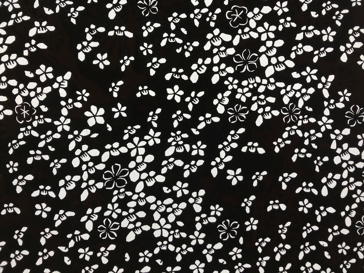 Antique Japanese Katagami Kimono Paper Stencil Katazome Small Flowers 4Y574