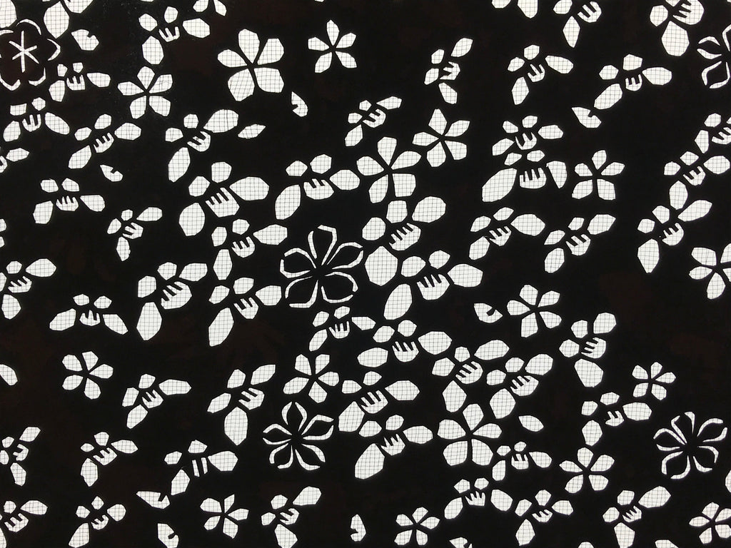 Antique Japanese Katagami Kimono Paper Stencil Katazome Small Flowers 4Y574