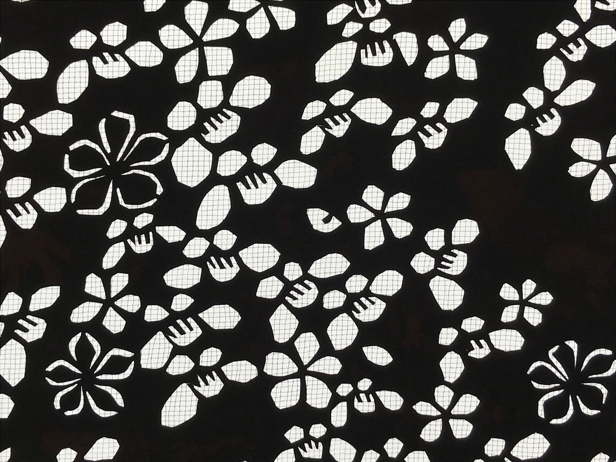 Antique Japanese Katagami Kimono Paper Stencil Katazome Small Flowers 4Y574