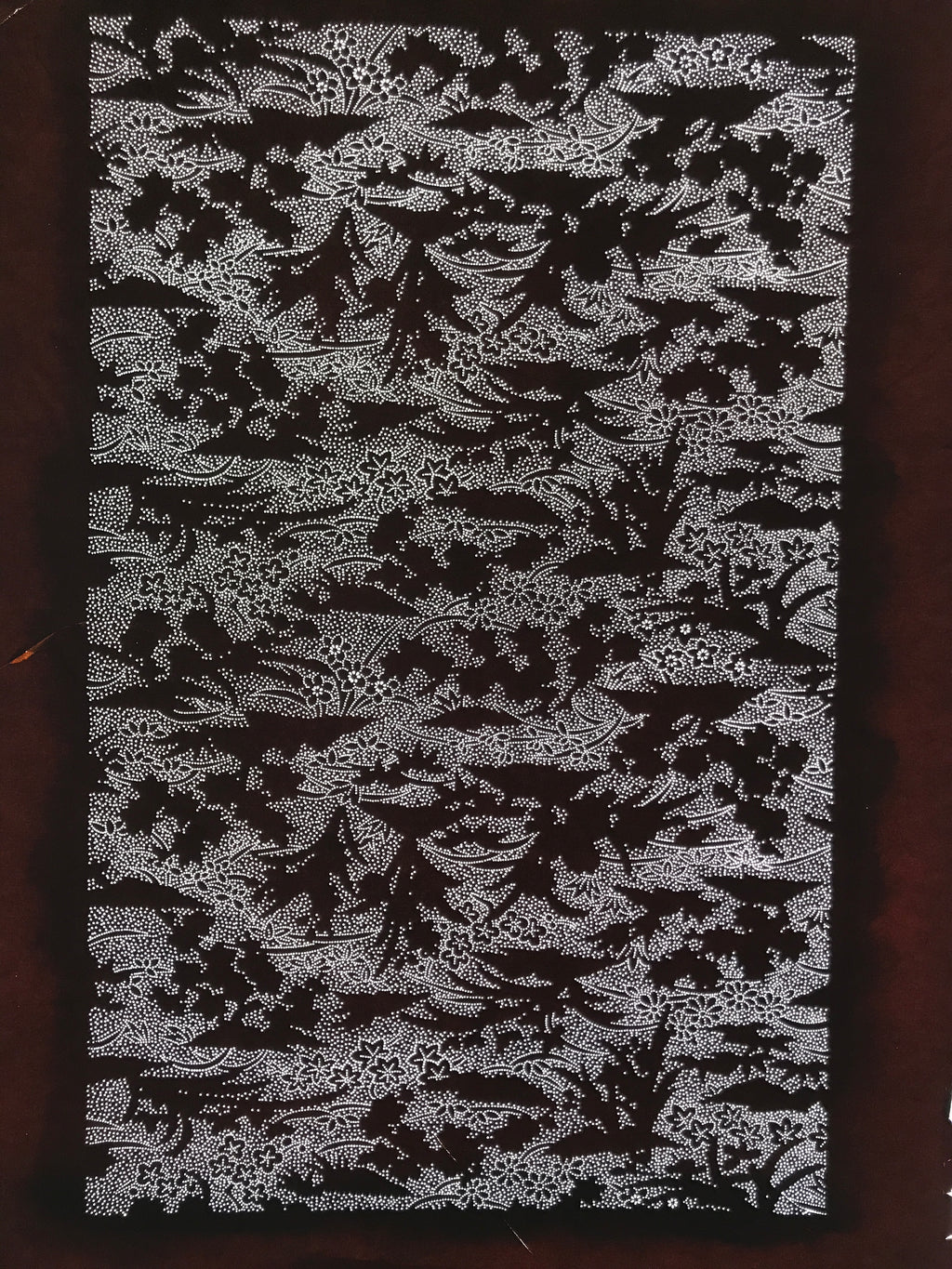 Antique Japanese Katagami Kimono Paper Stencil Katazome Small Flowers Hana 4Y707