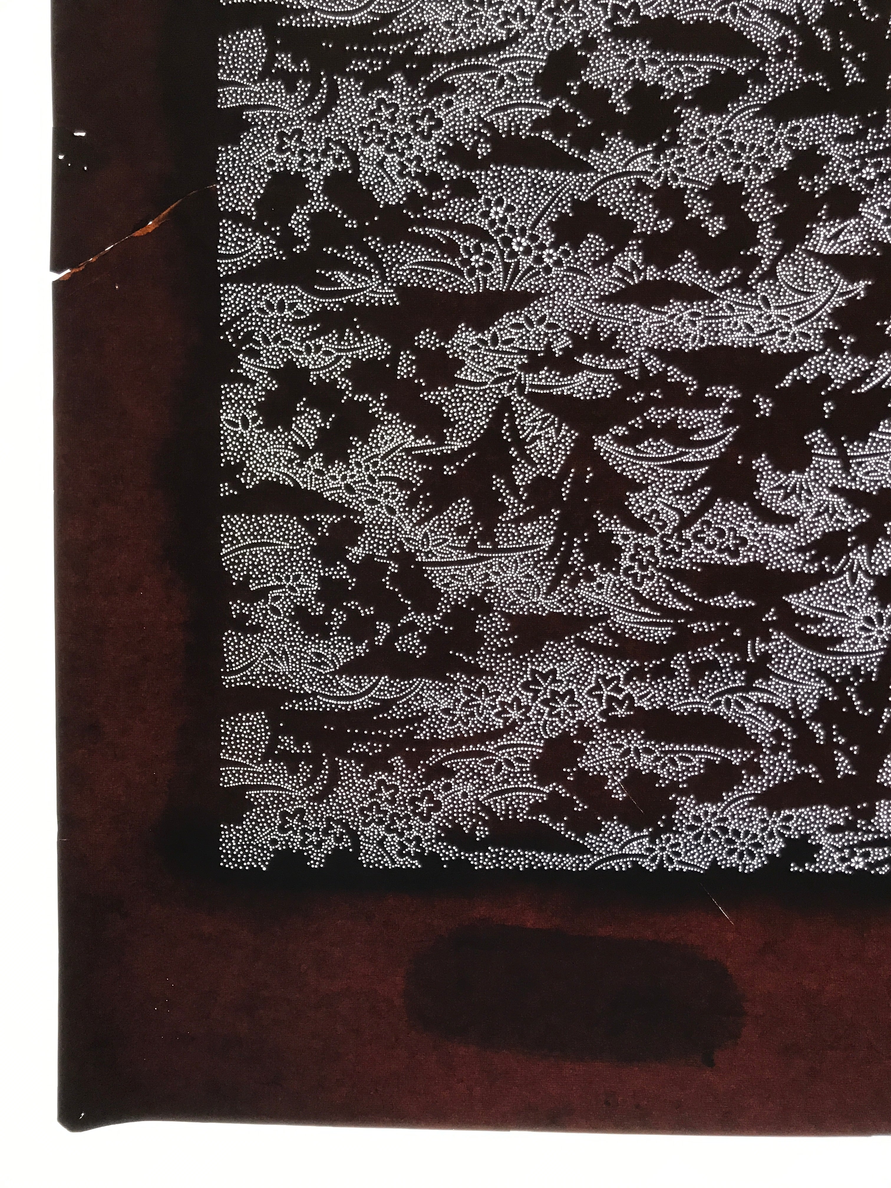 Antique Japanese Katagami Kimono Paper Stencil Katazome Small Flowers Hana 4Y707