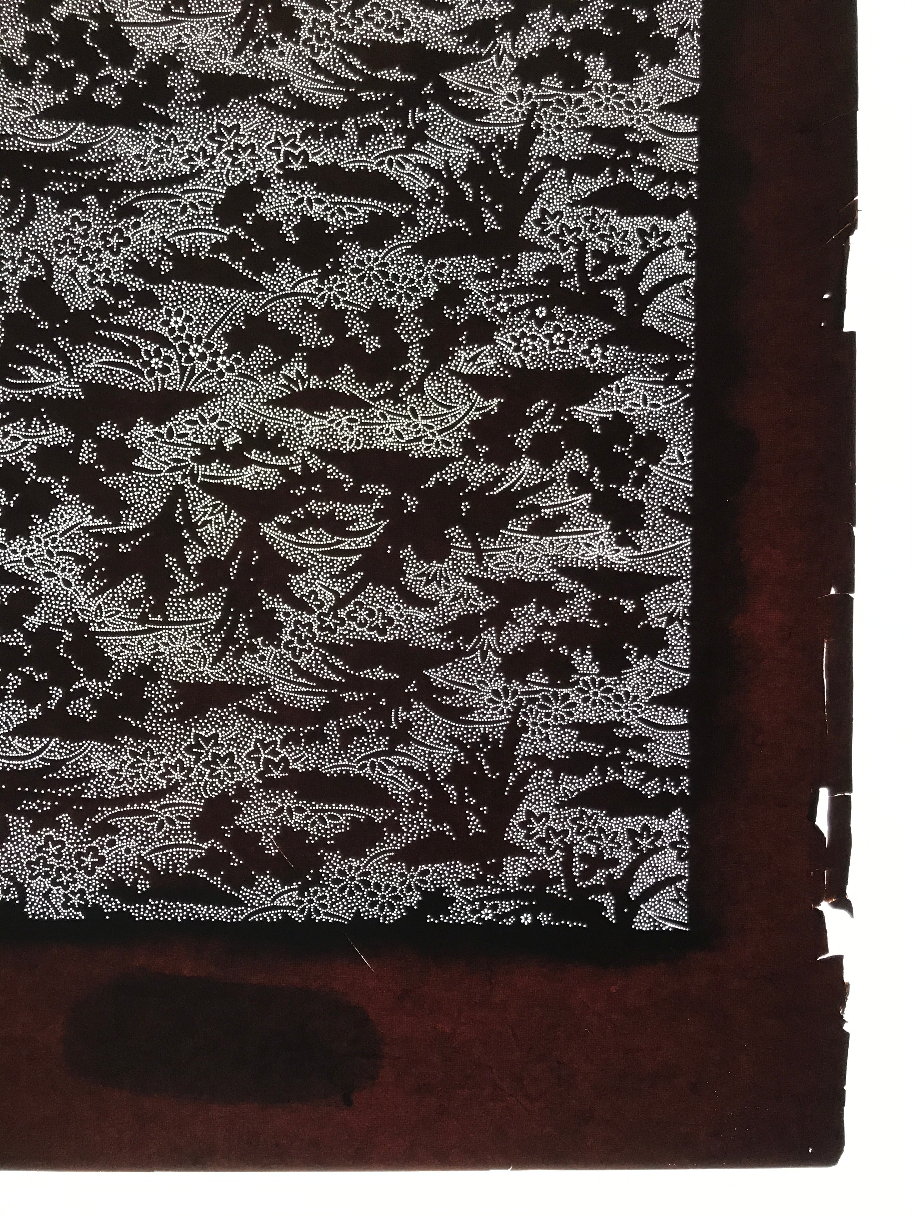 Antique Japanese Katagami Kimono Paper Stencil Katazome Small Flowers Hana 4Y707