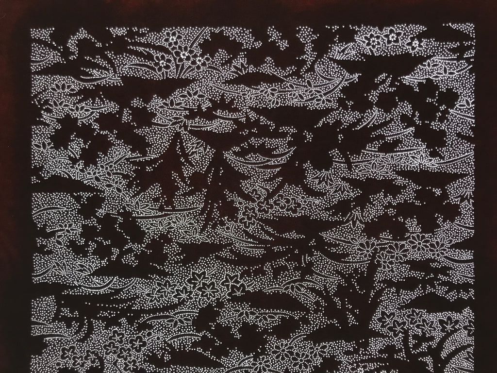 Antique Japanese Katagami Kimono Paper Stencil Katazome Small Flowers Hana 4Y707