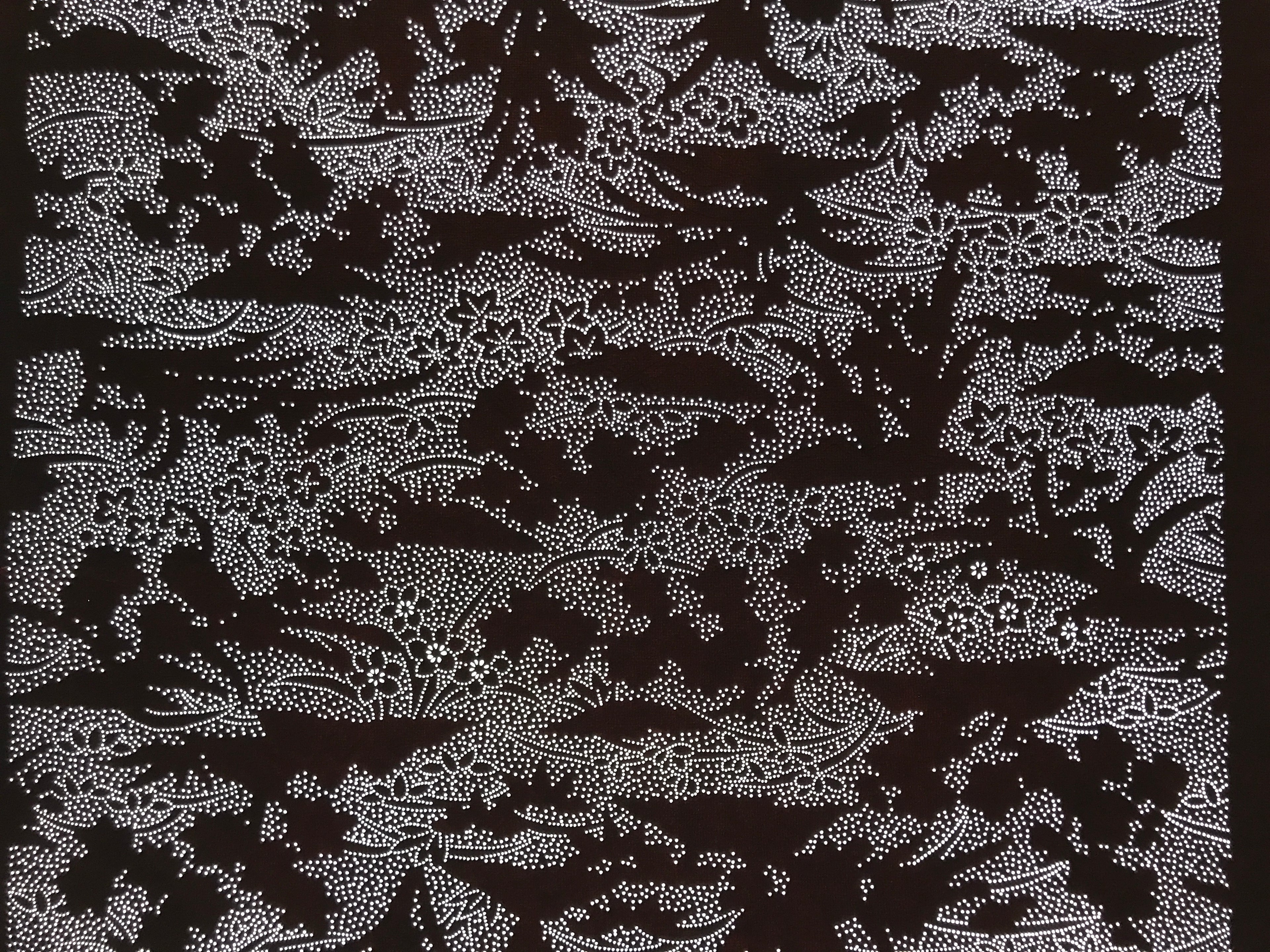 Antique Japanese Katagami Kimono Paper Stencil Katazome Small Flowers Hana 4Y707