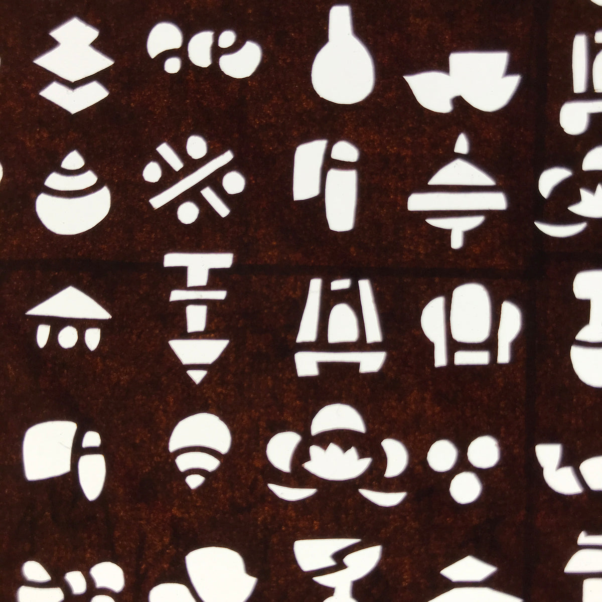 Antique Japanese Katagami Kimono Paper Stencil Katazome Small Symbols 4Y638