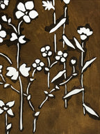 Antique Japanese Katagami Kimono Paper Stencil Katazome Small Wild Flowers 4Y526