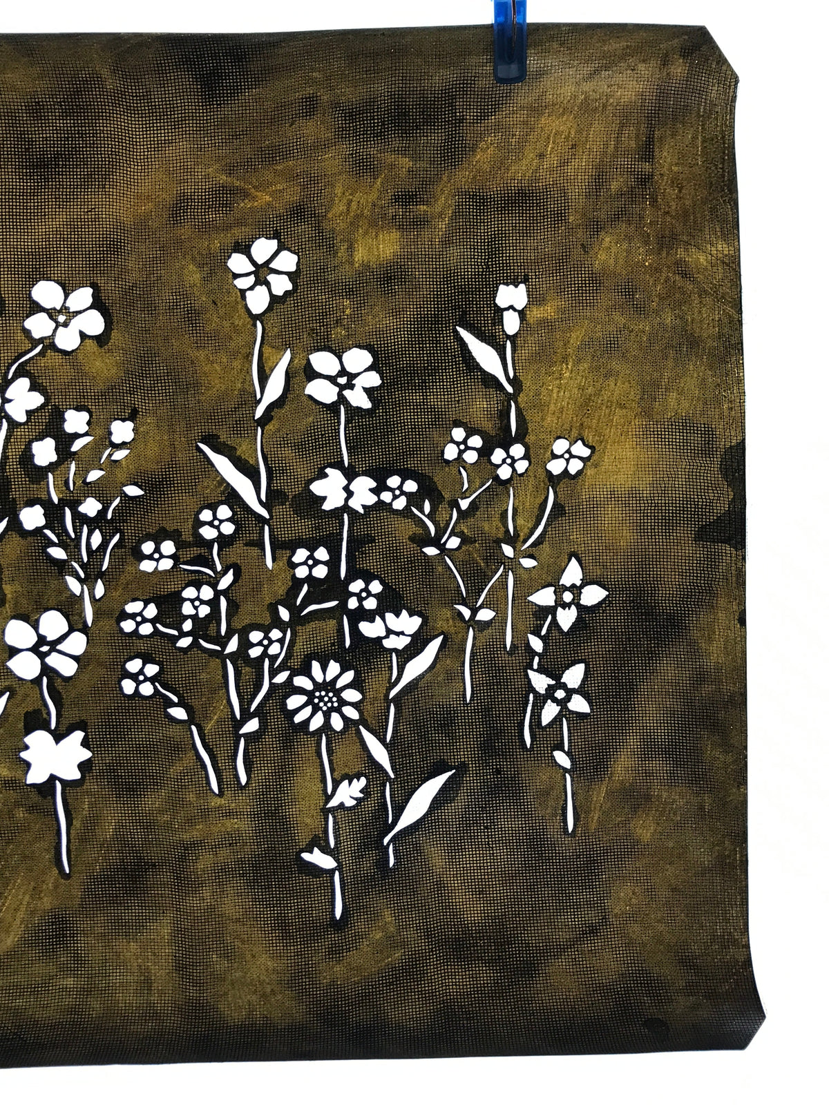 Antique Japanese Katagami Kimono Paper Stencil Katazome Small Wild Flowers 4Y526