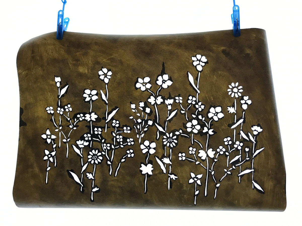 Antique Japanese Katagami Kimono Paper Stencil Katazome Small Wild Flowers 4Y526