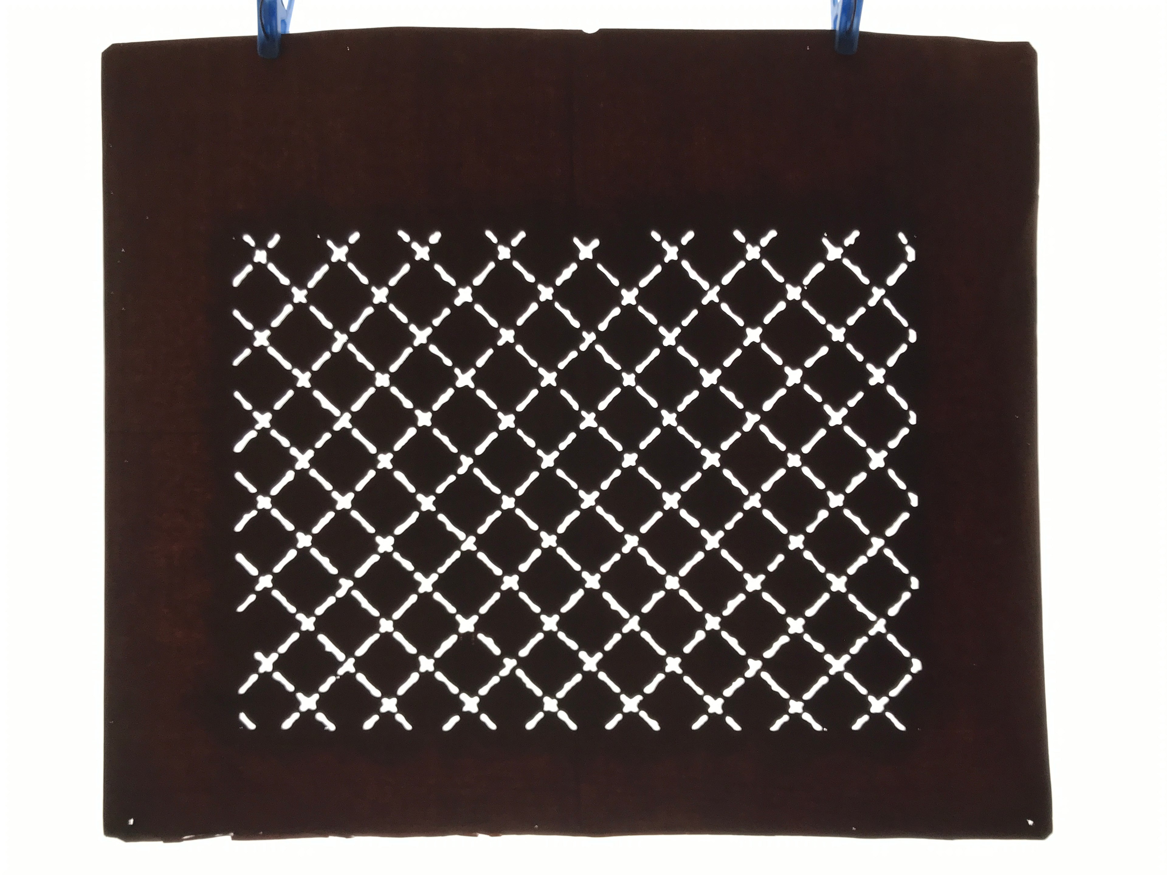 Antique Japanese Katagami Kimono Paper Stencil Katazome Square Fence Chain 4Y637