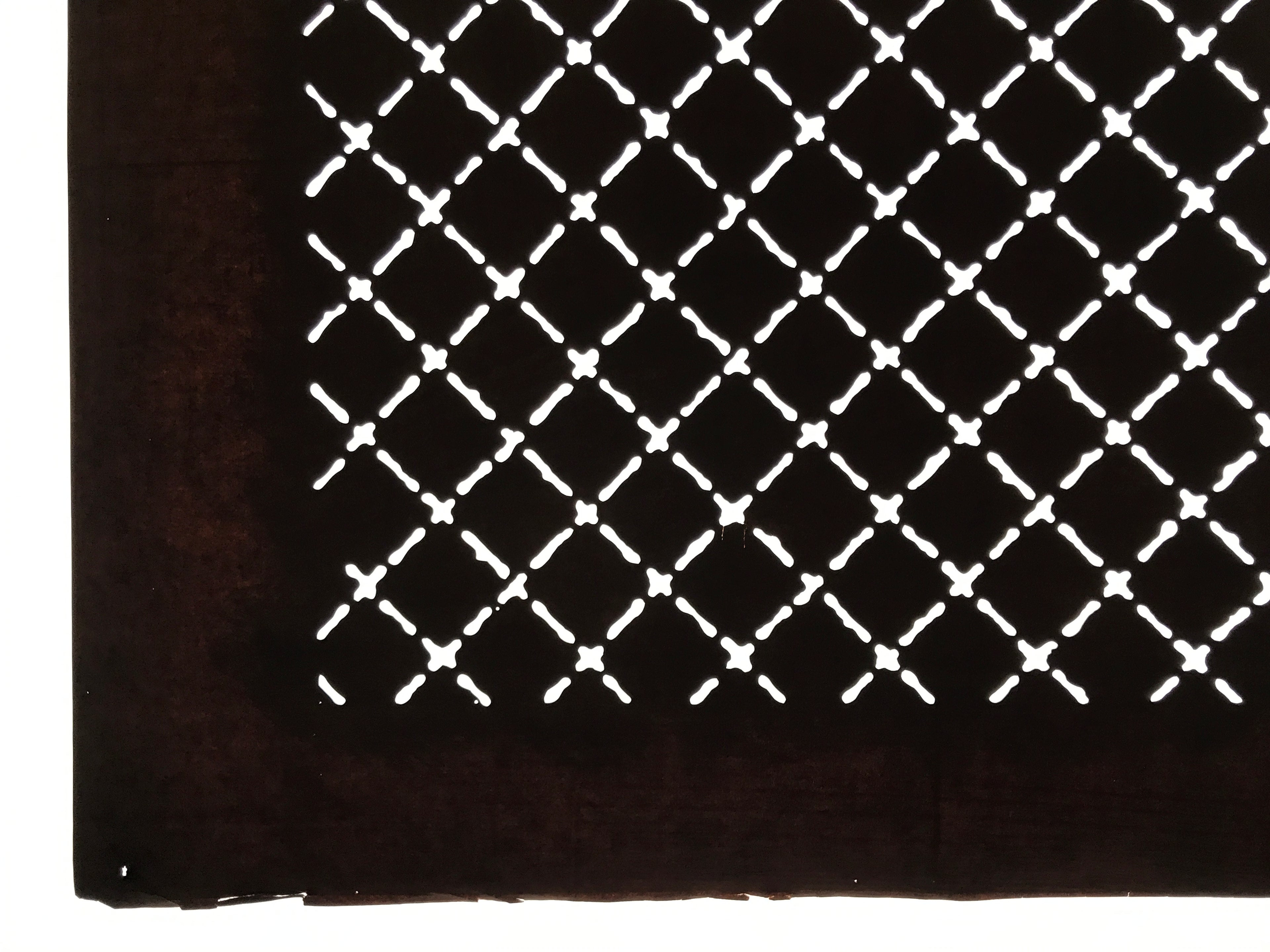 Antique Japanese Katagami Kimono Paper Stencil Katazome Square Fence Chain 4Y637