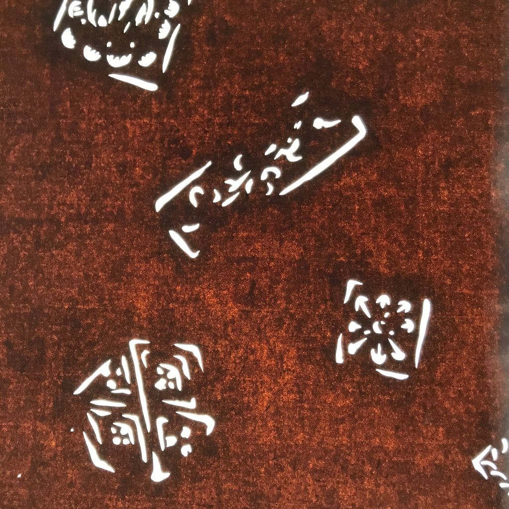Antique Japanese Katagami Kimono Paper Stencil Katazome Square Flowers 4Y623