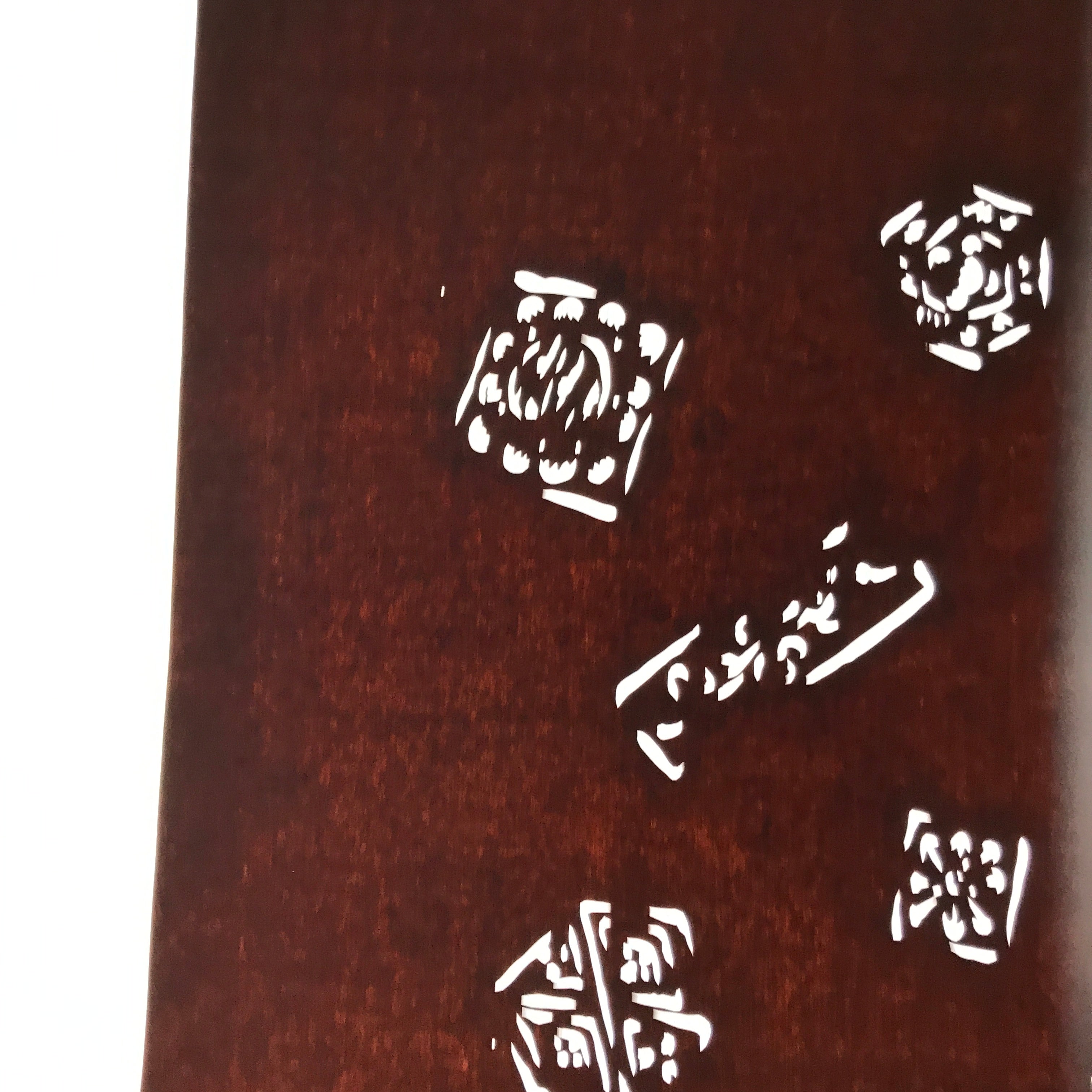 Antique Japanese Katagami Kimono Paper Stencil Katazome Square Flowers 4Y623