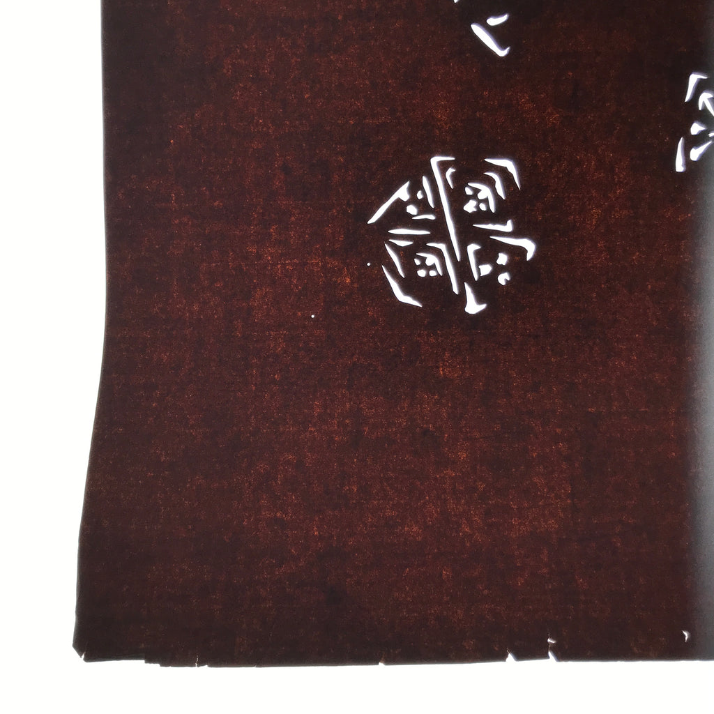 Antique Japanese Katagami Kimono Paper Stencil Katazome Square Flowers 4Y623