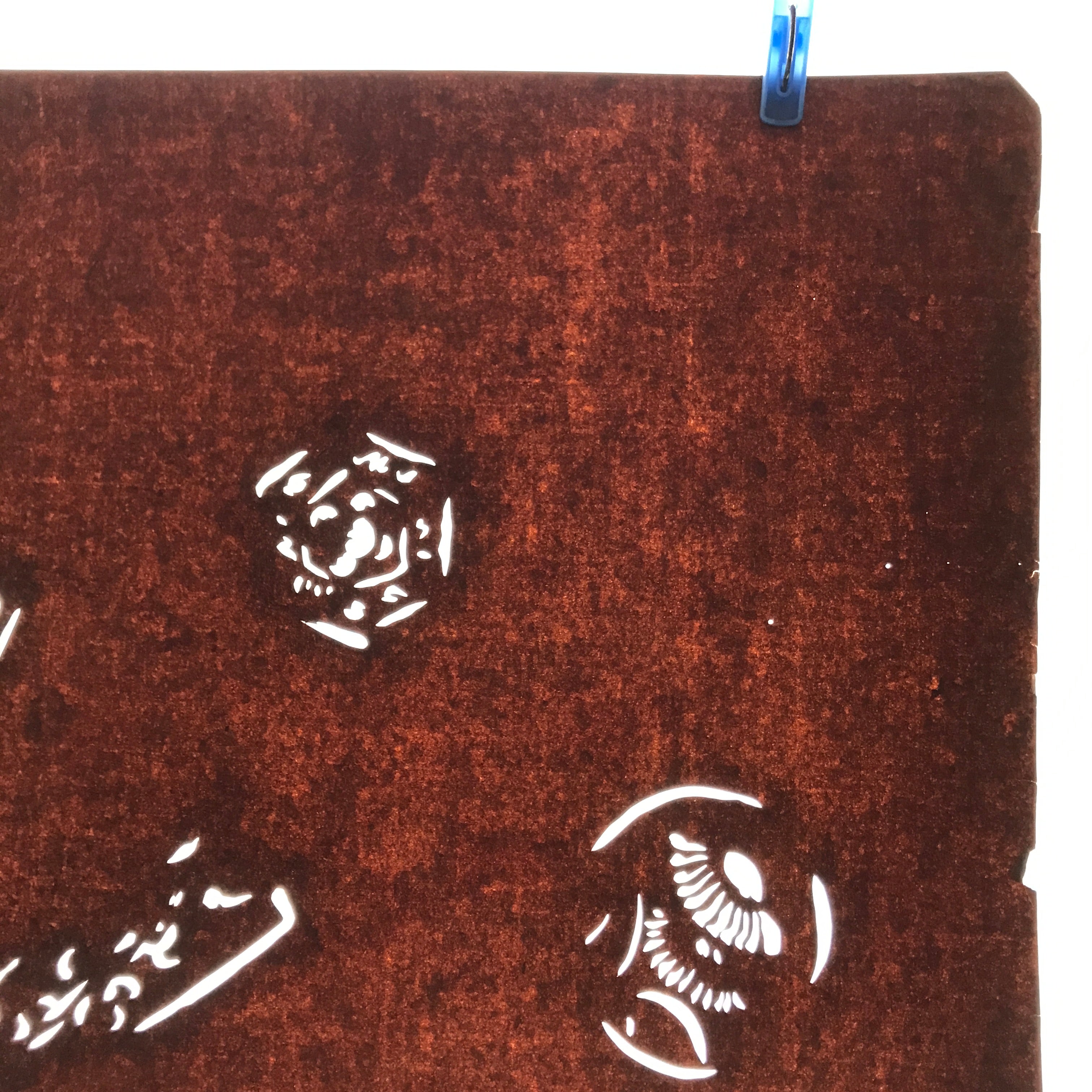 Antique Japanese Katagami Kimono Paper Stencil Katazome Square Flowers 4Y623