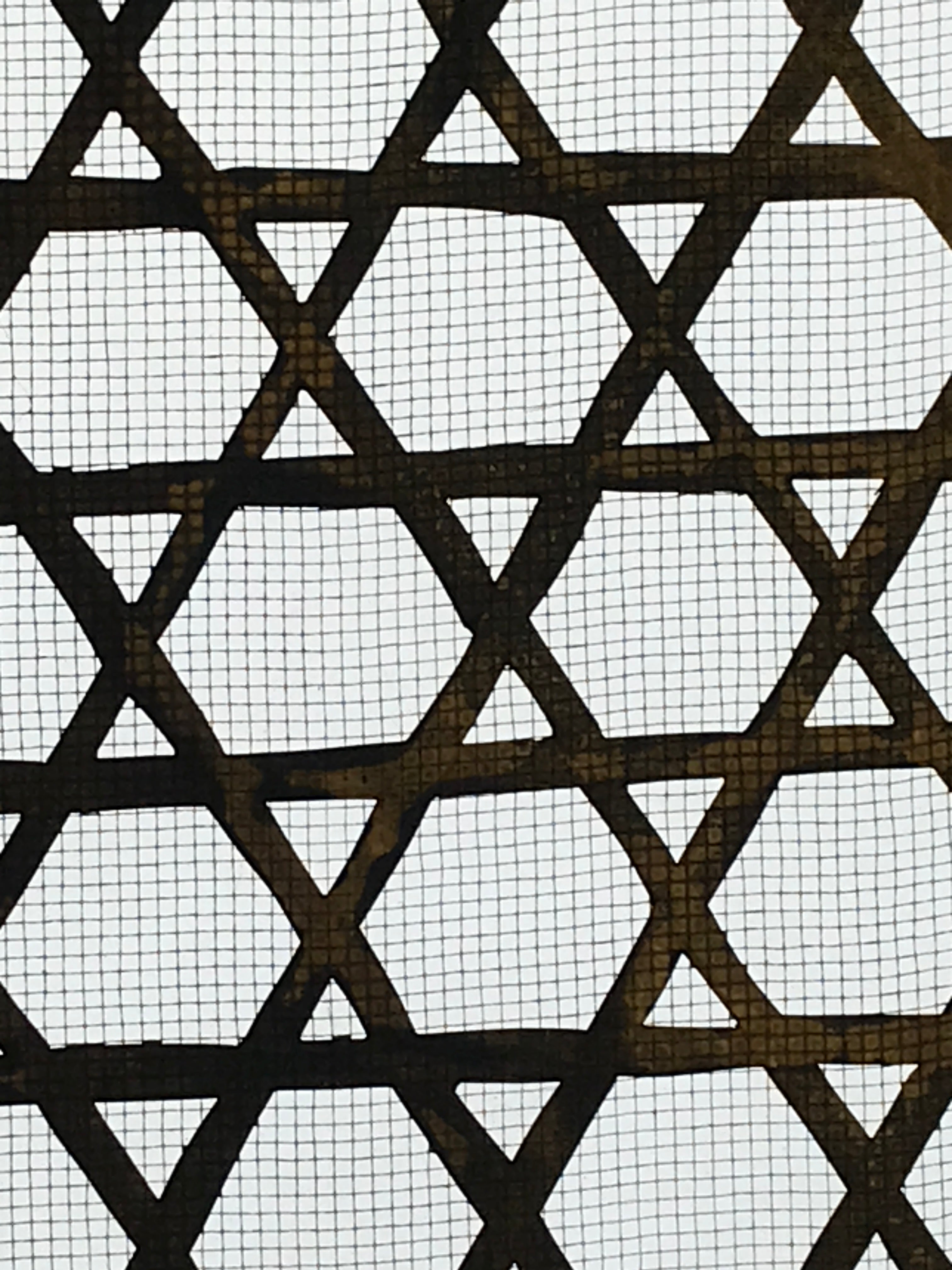 Antique Japanese Katagami Kimono Paper Stencil Katazome Star Grid Lattice 4Y589