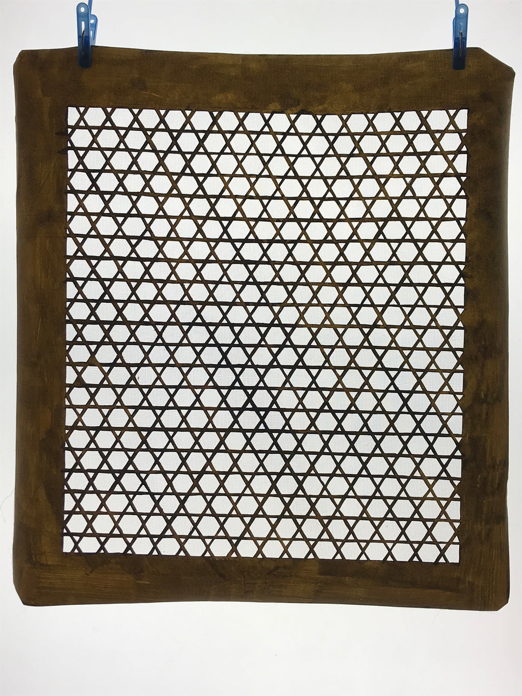 Antique Japanese Katagami Kimono Paper Stencil Katazome Star Grid Lattice 4Y589