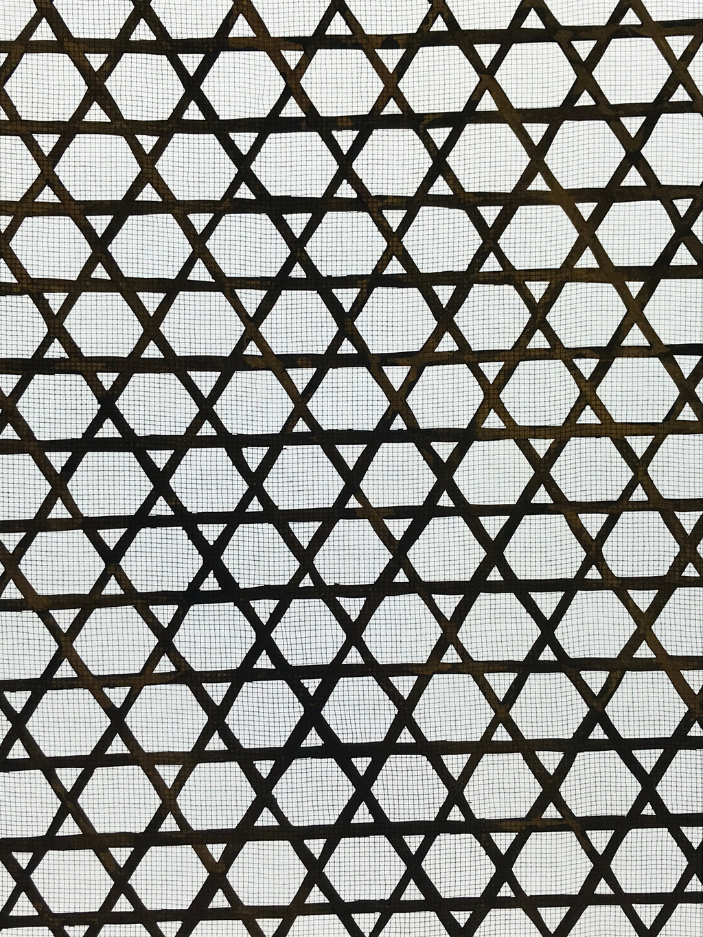 Antique Japanese Katagami Kimono Paper Stencil Katazome Star Grid Lattice 4Y589