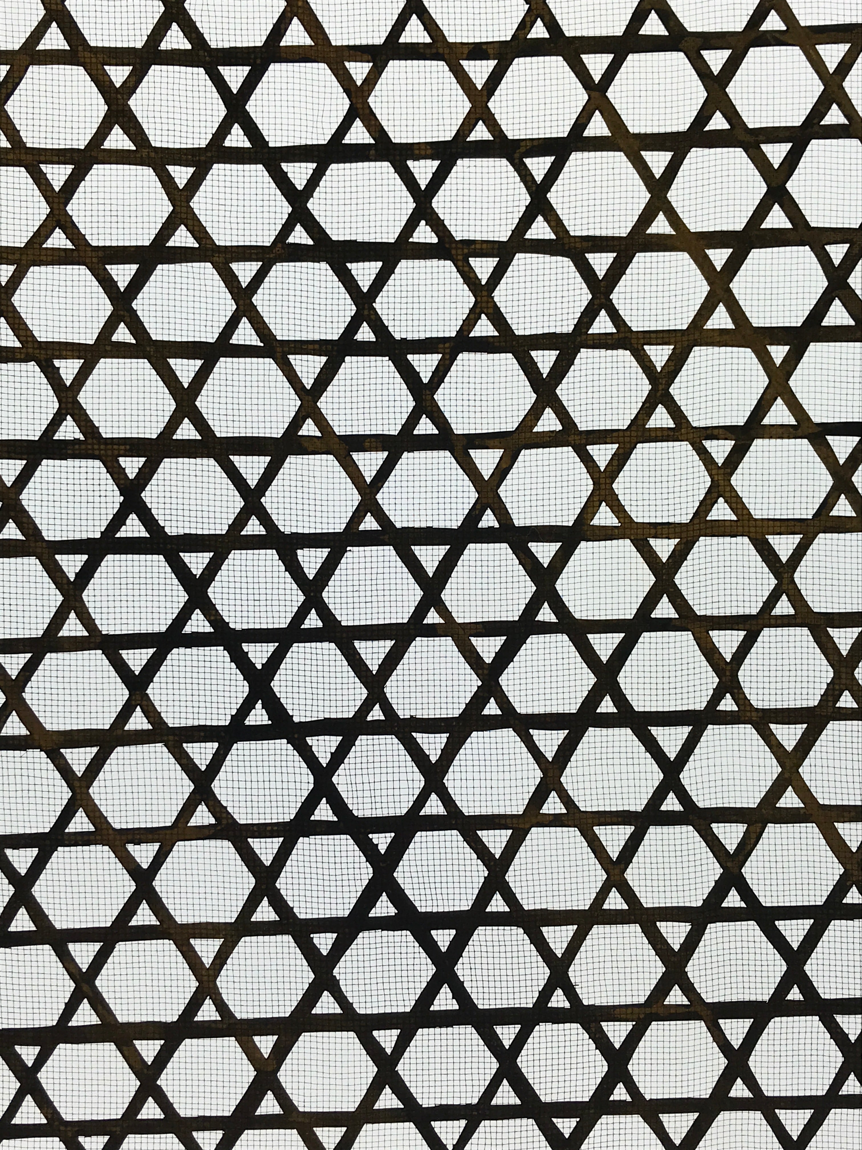 Antique Japanese Katagami Kimono Paper Stencil Katazome Star Grid Lattice 4Y589