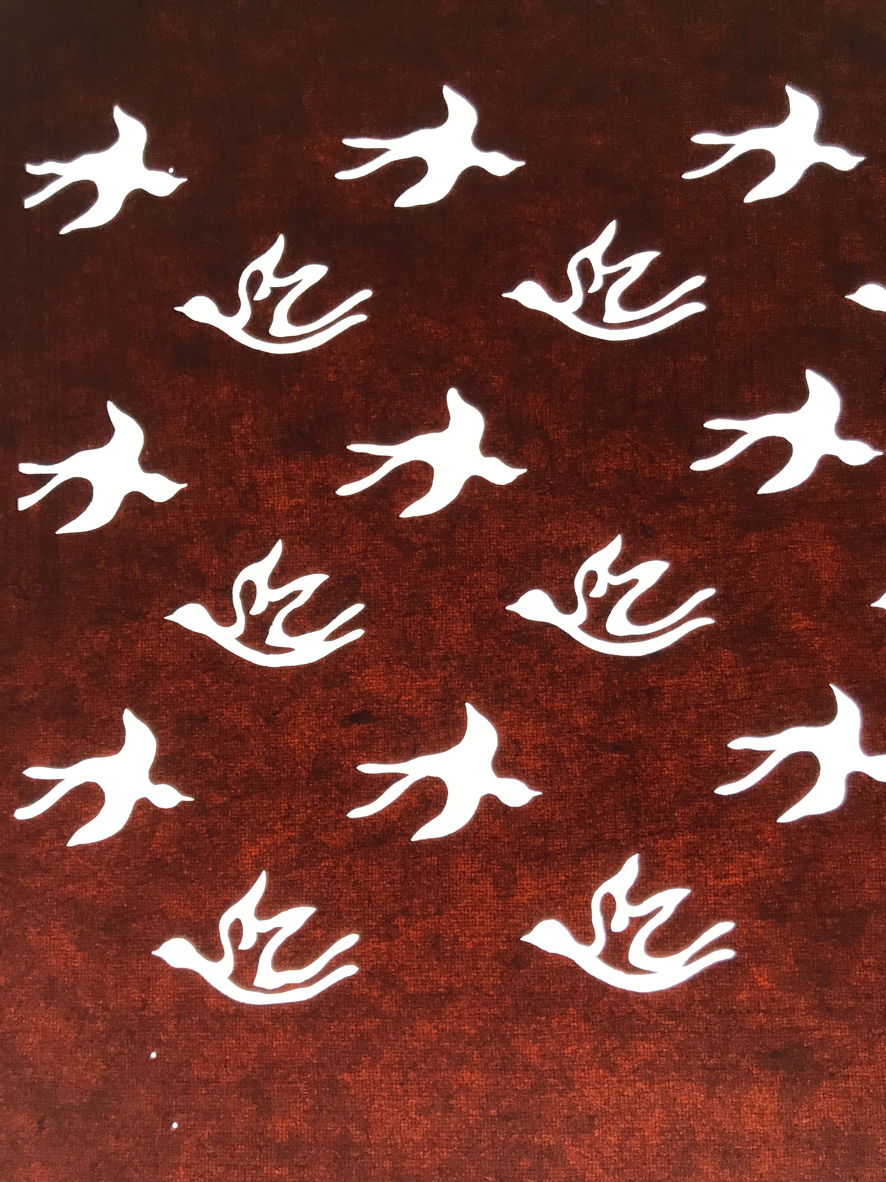 Antique Japanese Katagami Kimono Paper Stencil Katazome Tsubame Swallows 4Y608