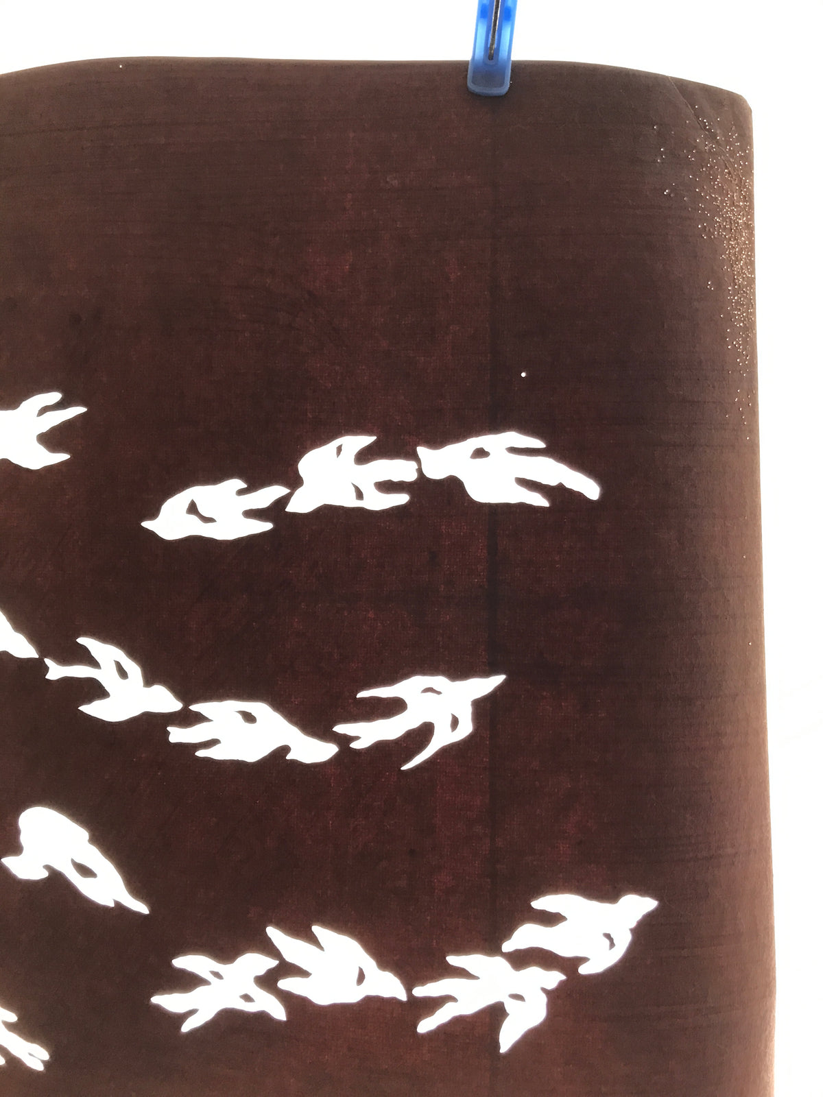 Antique Japanese Katagami Kimono Paper Stencil Katazome Tsubame Swallows 4Y618