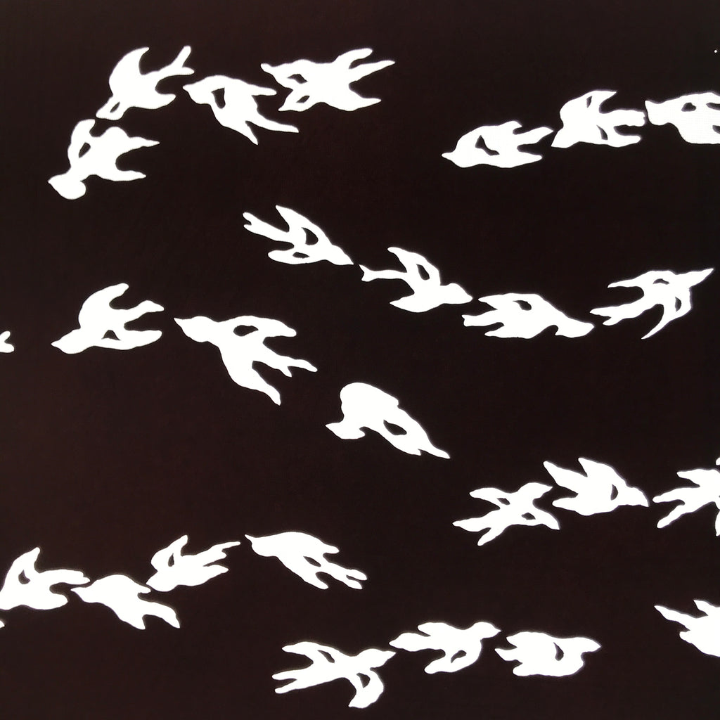 Antique Japanese Katagami Kimono Paper Stencil Katazome Tsubame Swallows 4Y618
