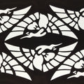 Antique Japanese Katagami Kimono Paper Stencil Katazome Tsuru Crane Birds 4Y617