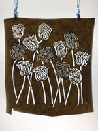 Antique Japanese Katagami Kimono Paper Stencil Katazome Tulips Flowers 4Y565