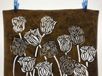 Antique Japanese Katagami Kimono Paper Stencil Katazome Tulips Flowers 4Y565