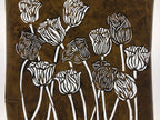Antique Japanese Katagami Kimono Paper Stencil Katazome Tulips Flowers 4Y565