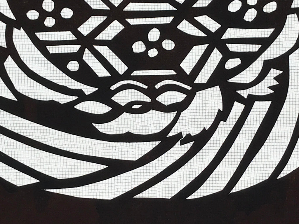 Antique Japanese Katagami Kimono Paper Stencil Katazome Turtle Minogame 4Y528