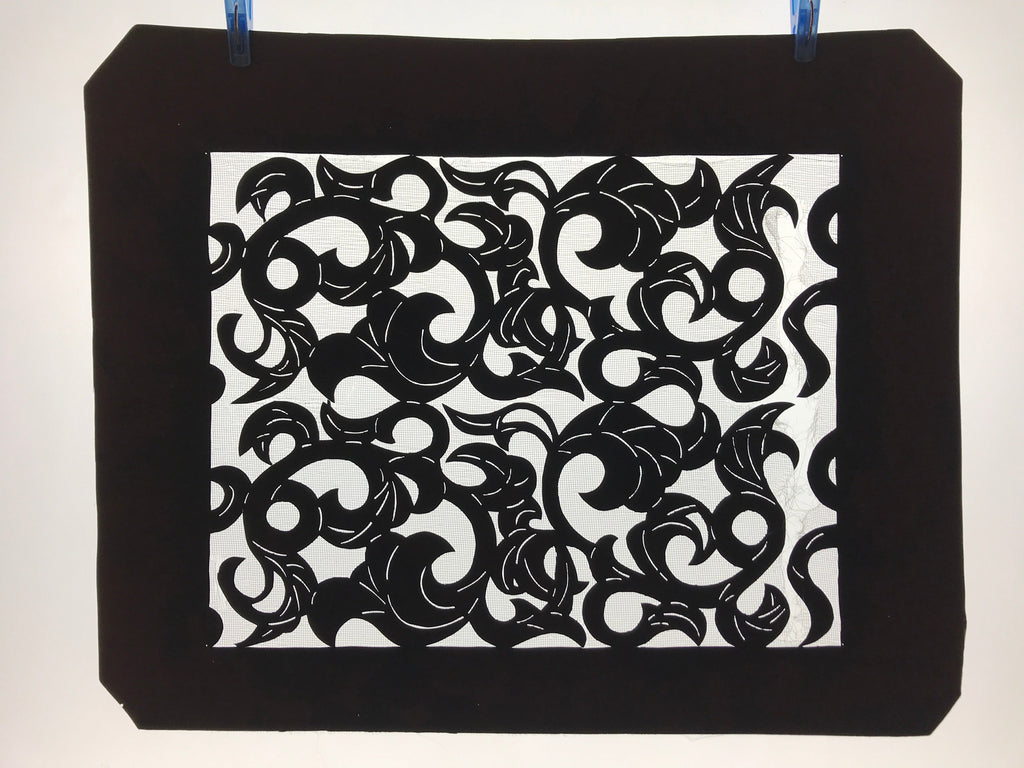 Antique Japanese Katagami Kimono Paper Stencil Katazome Twisted Vines 4Y560