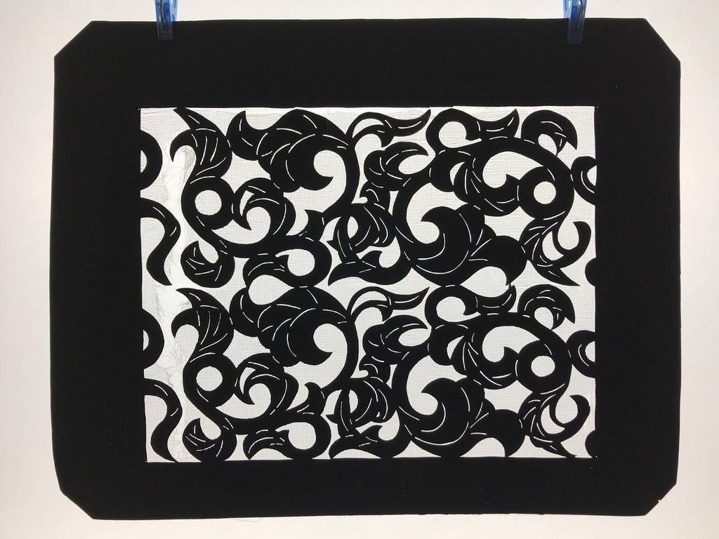 Antique Japanese Katagami Kimono Paper Stencil Katazome Twisted Vines 4Y560