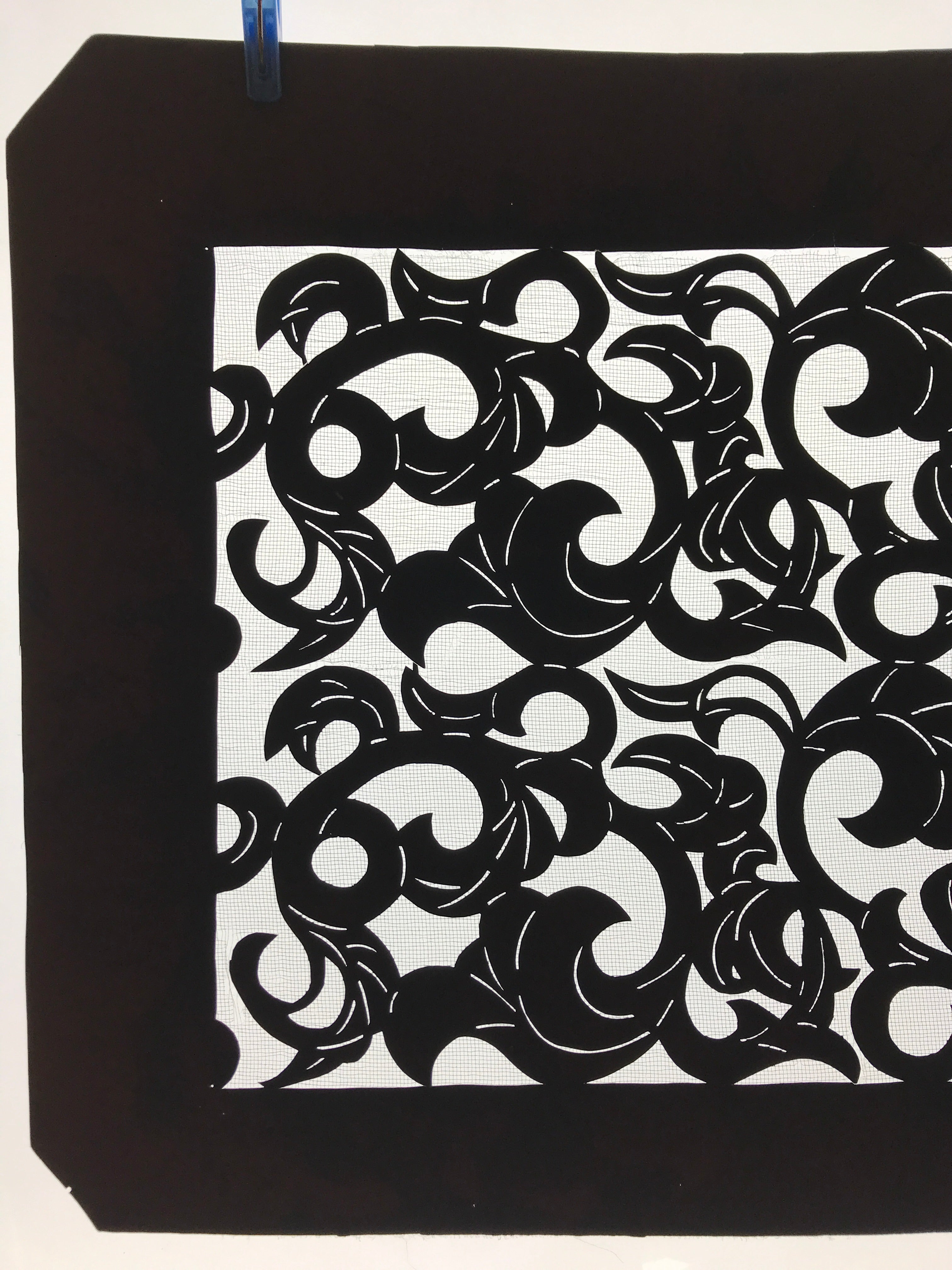 Antique Japanese Katagami Kimono Paper Stencil Katazome Twisted Vines 4Y560