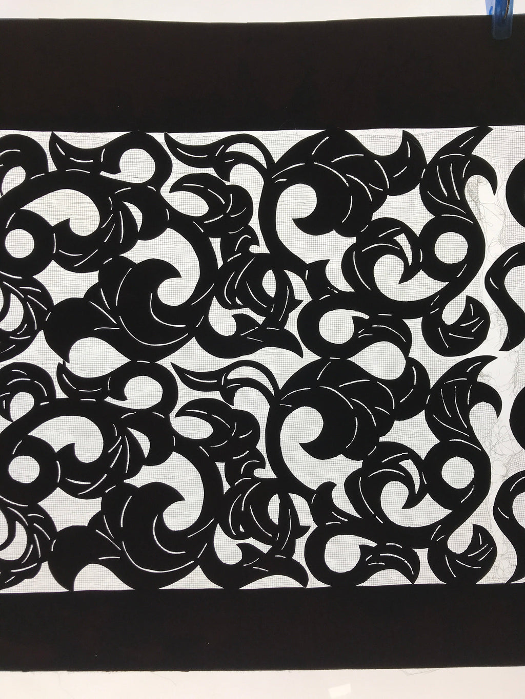 Antique Japanese Katagami Kimono Paper Stencil Katazome Twisted Vines 4Y560