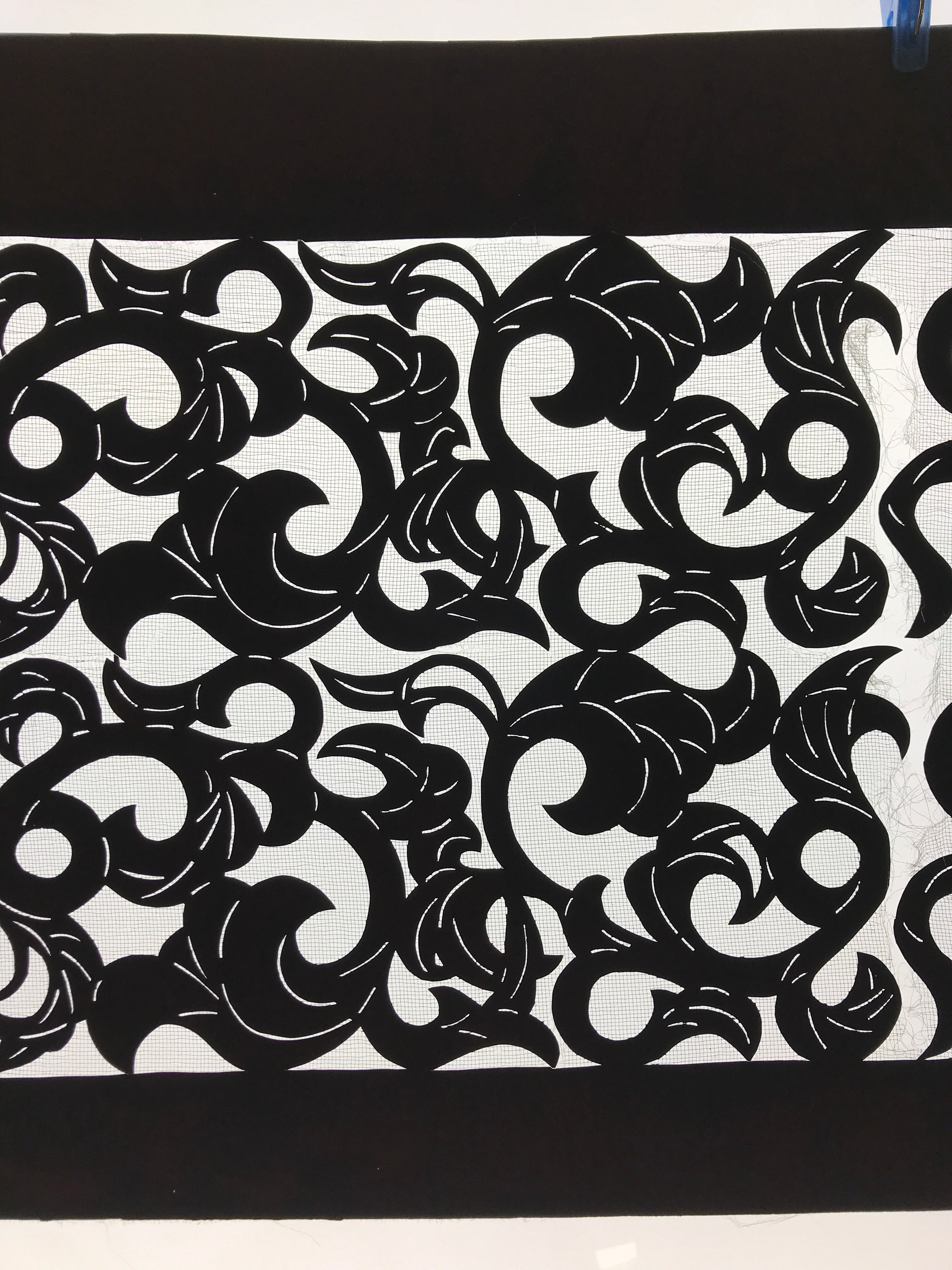 Antique Japanese Katagami Kimono Paper Stencil Katazome Twisted Vines 4Y560