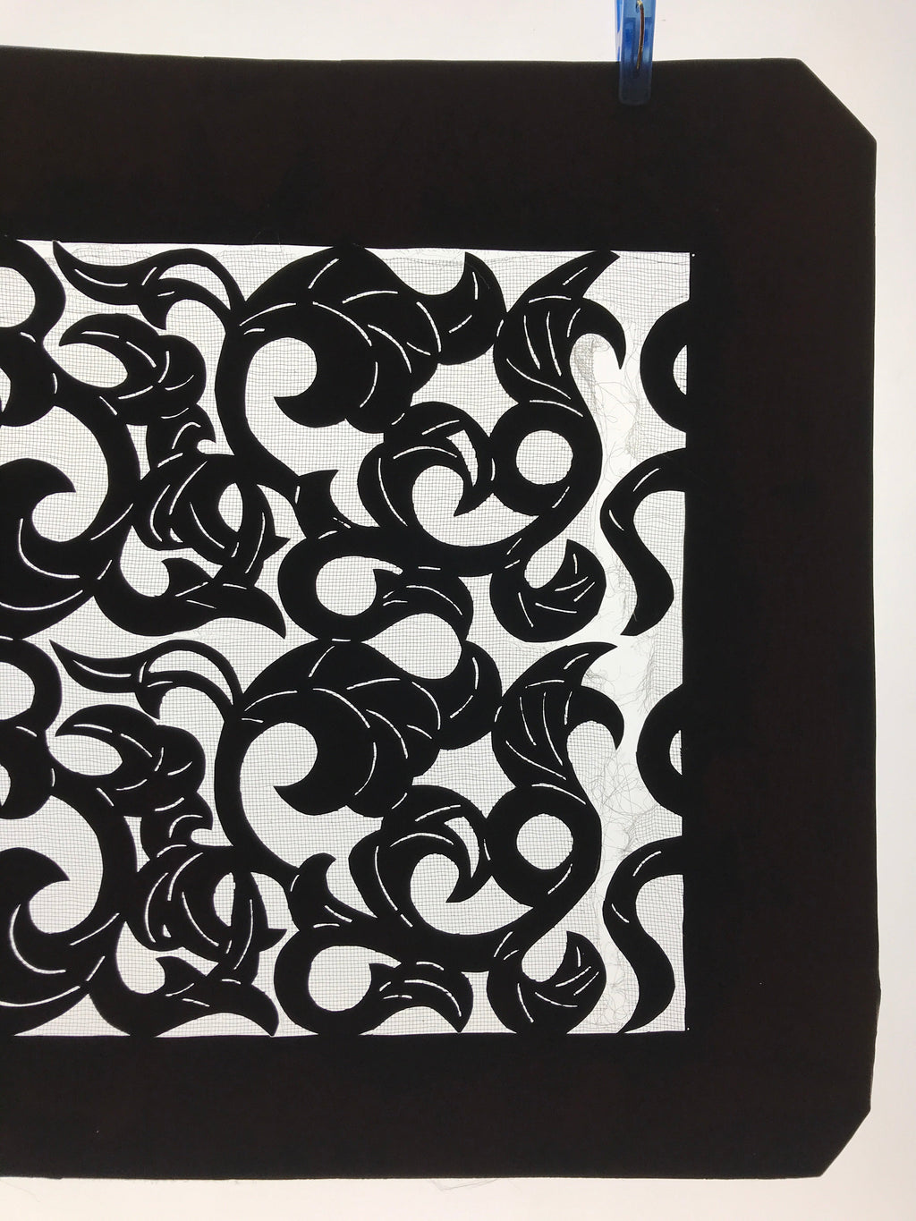 Antique Japanese Katagami Kimono Paper Stencil Katazome Twisted Vines 4Y560