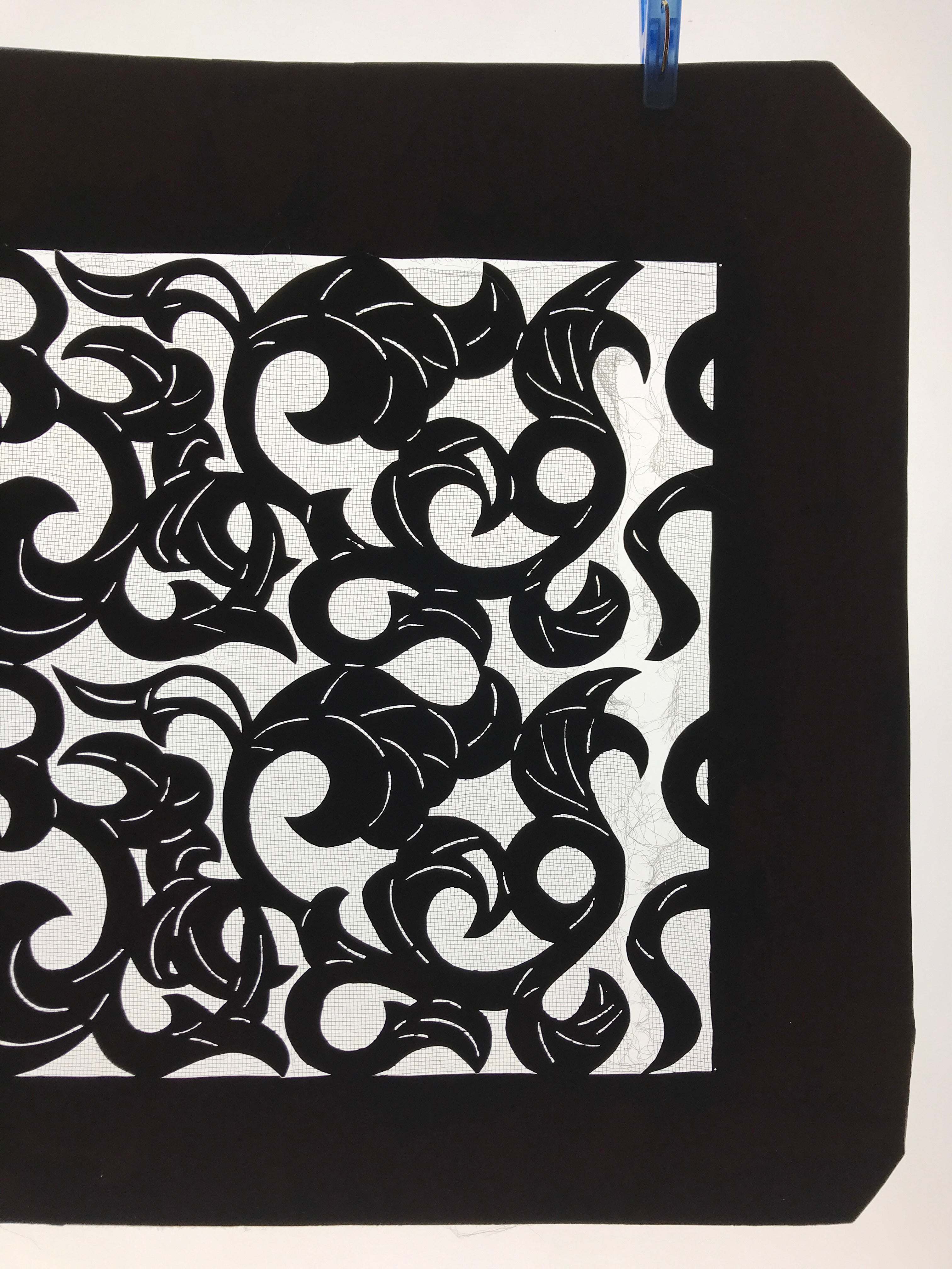Antique Japanese Katagami Kimono Paper Stencil Katazome Twisted Vines 4Y560