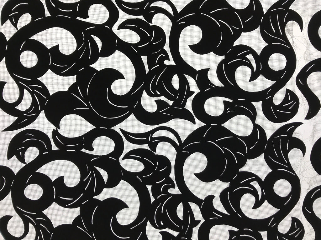 Antique Japanese Katagami Kimono Paper Stencil Katazome Twisted Vines 4Y560