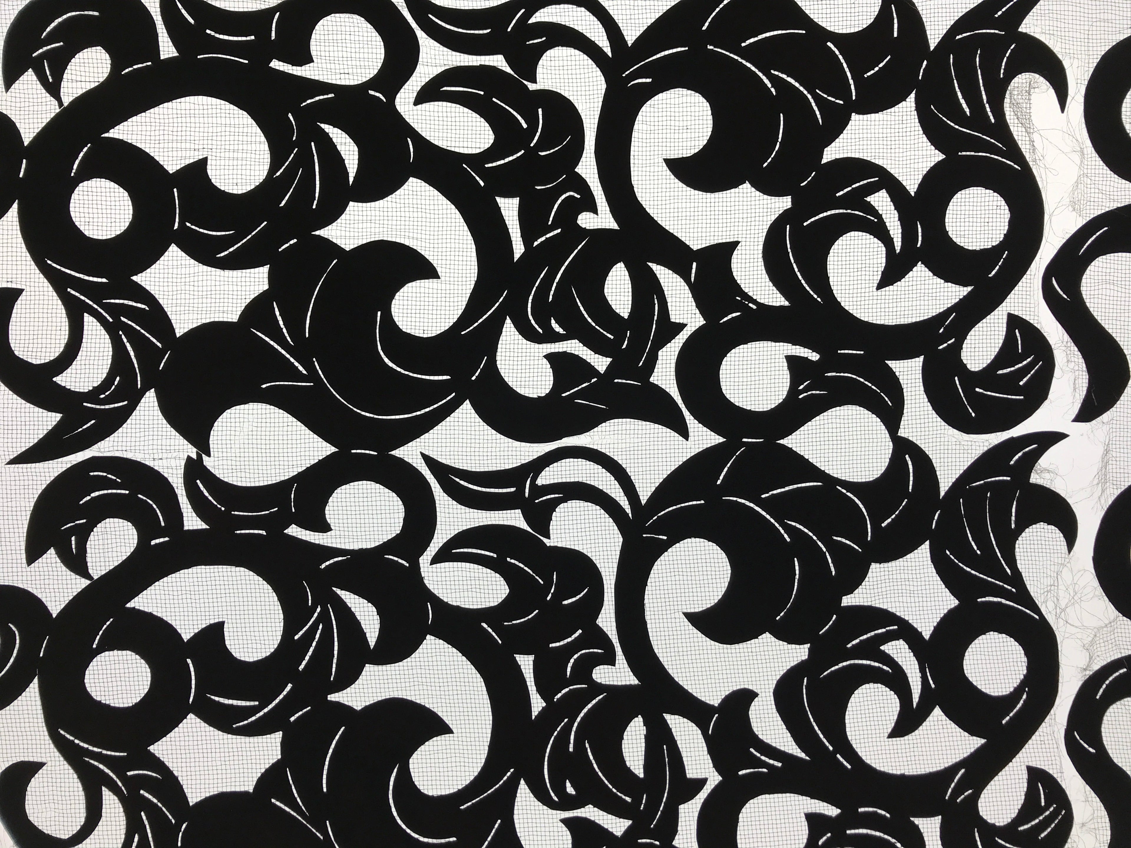 Antique Japanese Katagami Kimono Paper Stencil Katazome Twisted Vines 4Y560