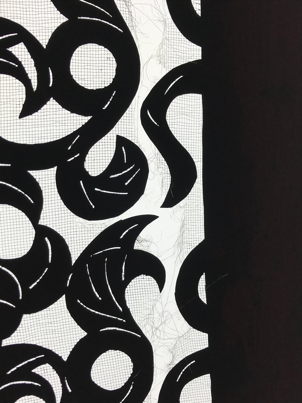 Antique Japanese Katagami Kimono Paper Stencil Katazome Twisted Vines 4Y560