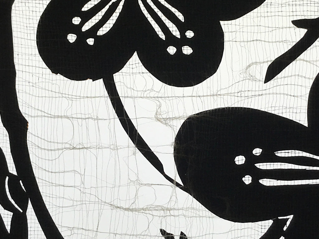 Antique Japanese Katagami Kimono Paper Stencil Katazome Ume Plum Crane 4Y532