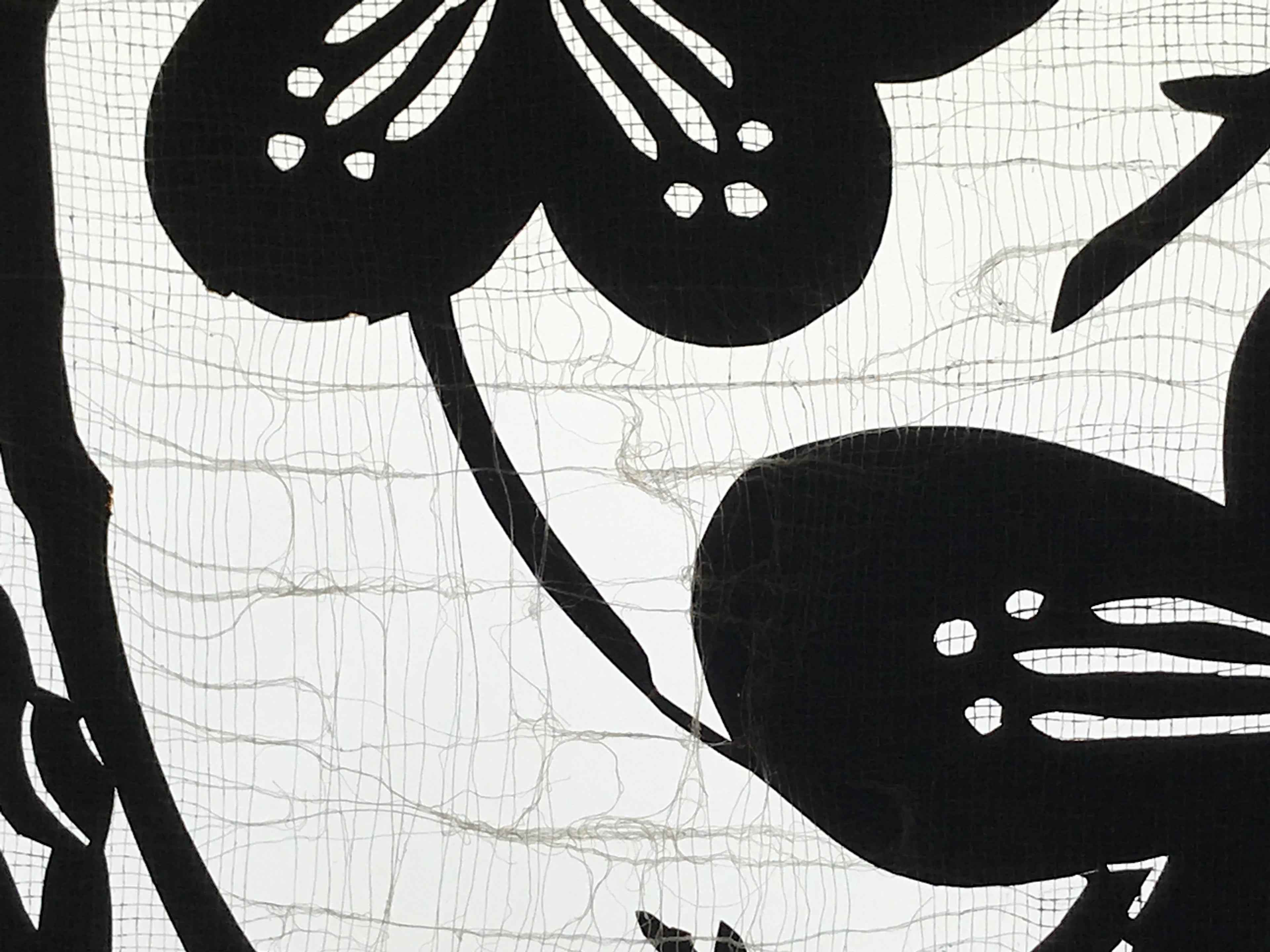 Antique Japanese Katagami Kimono Paper Stencil Katazome Ume Plum Crane 4Y532