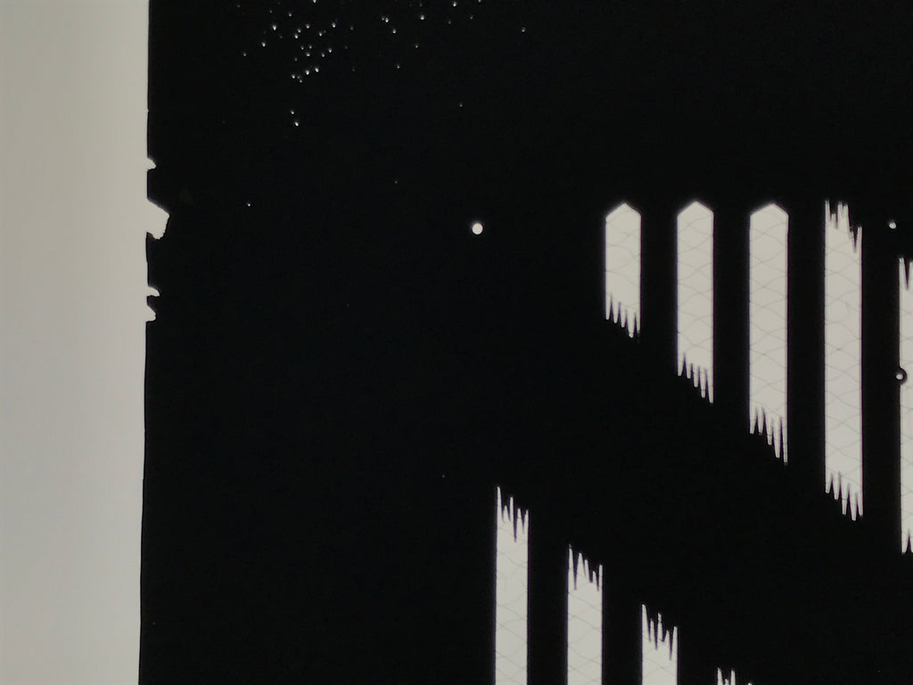 Antique Japanese Katagami Kimono Paper Stencil Katazome Vertical Lines 4Y669