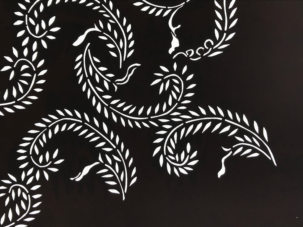 Antique Japanese Katagami Kimono Paper Stencil Katazome Winding Vines 4Y584